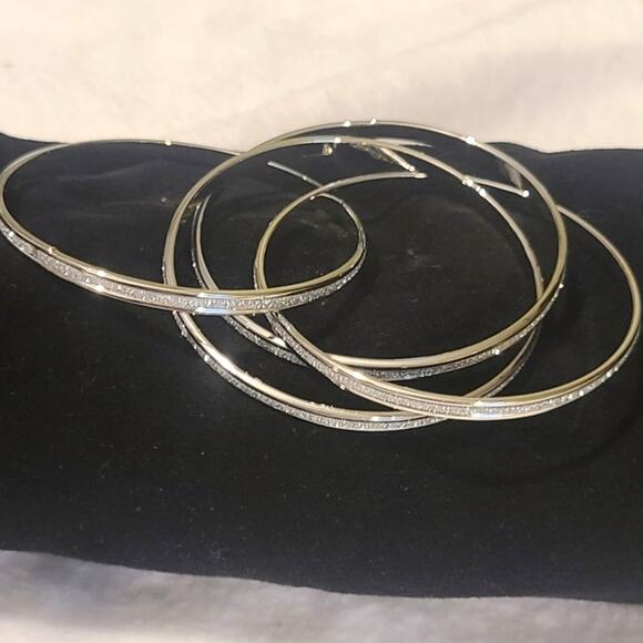 Silver Rhinestone Bangle Fashion Bracelets ~ NEW - Picture 4 of 4